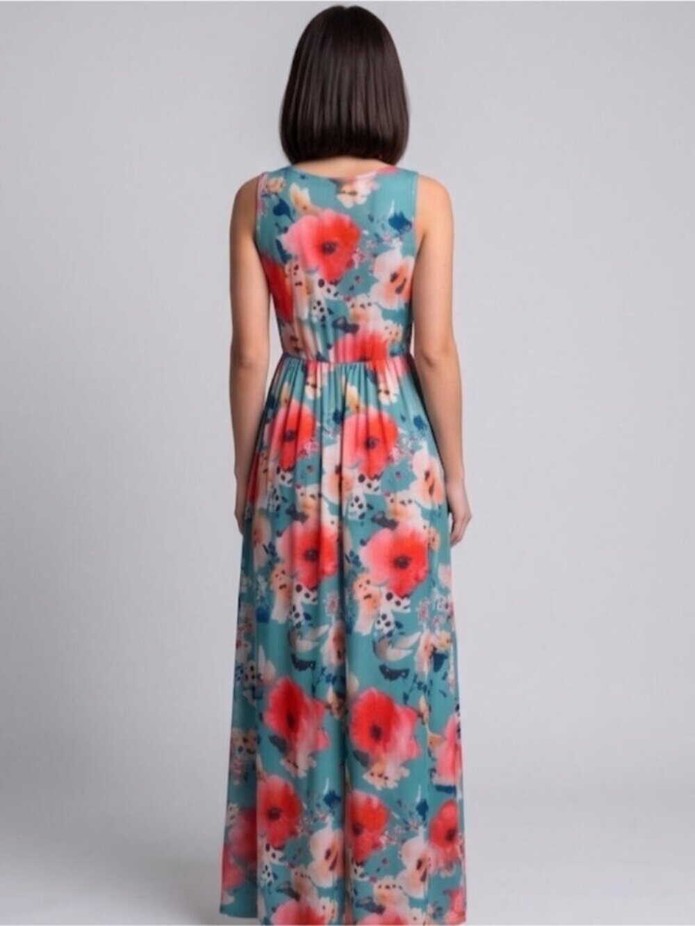 Blue Boho Floral Print Hidden Pocket Dress - Picture 5 of 9